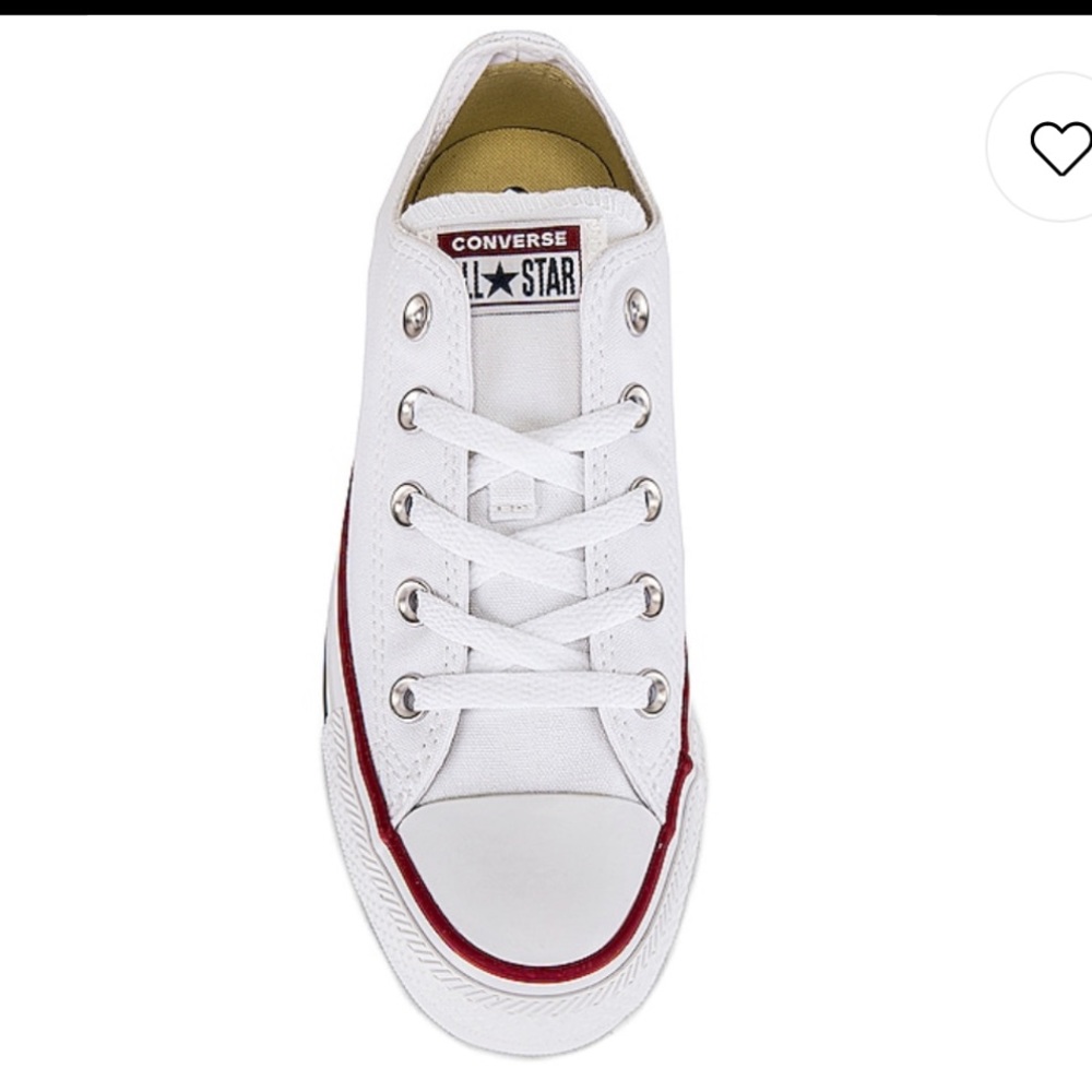 Converse White Low Top Canvas Sneakers with Red and Black Stripes - Picture 6 of 12